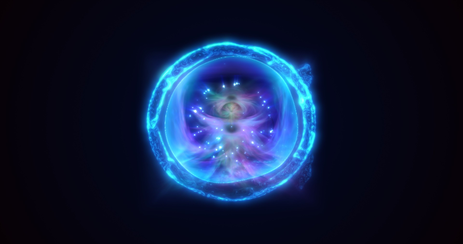 Energy blue glowing cosmic magic sphere, futuristic round high-tech ball bright atom made of electricity, background